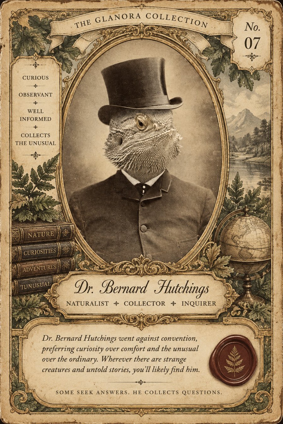 Portrait of Dr. Bernard Hutchings in a top hat